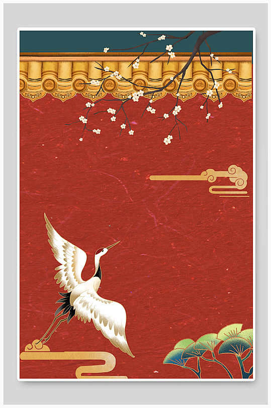 复古中式海报背景素材众图网