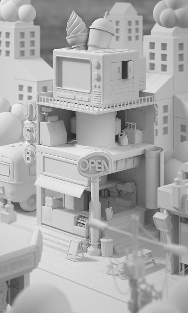 c4d建模渲染白模