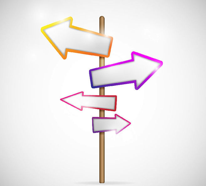 彩色箭头指示牌矢量素材素材格式ai素材关键词箭头指示牌路牌路标