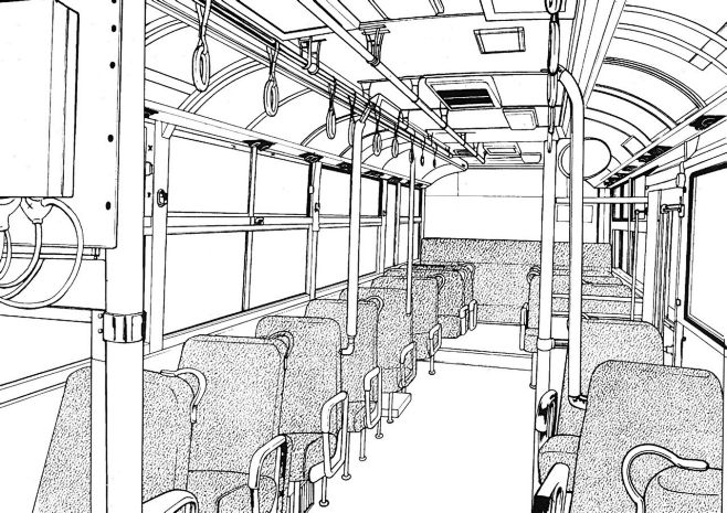 现代建筑场景线稿图片黑白cg二次元漫画背景参考城市街道背景线条