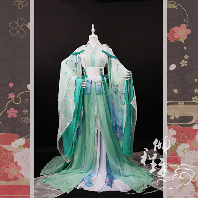 倾和坊原创古装绿宫装印花cos服葱浅白浅君拂淘宝网