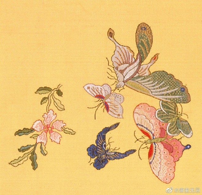 清乾隆黄色折枝花蝶纹妆花缎衣袍料67676767