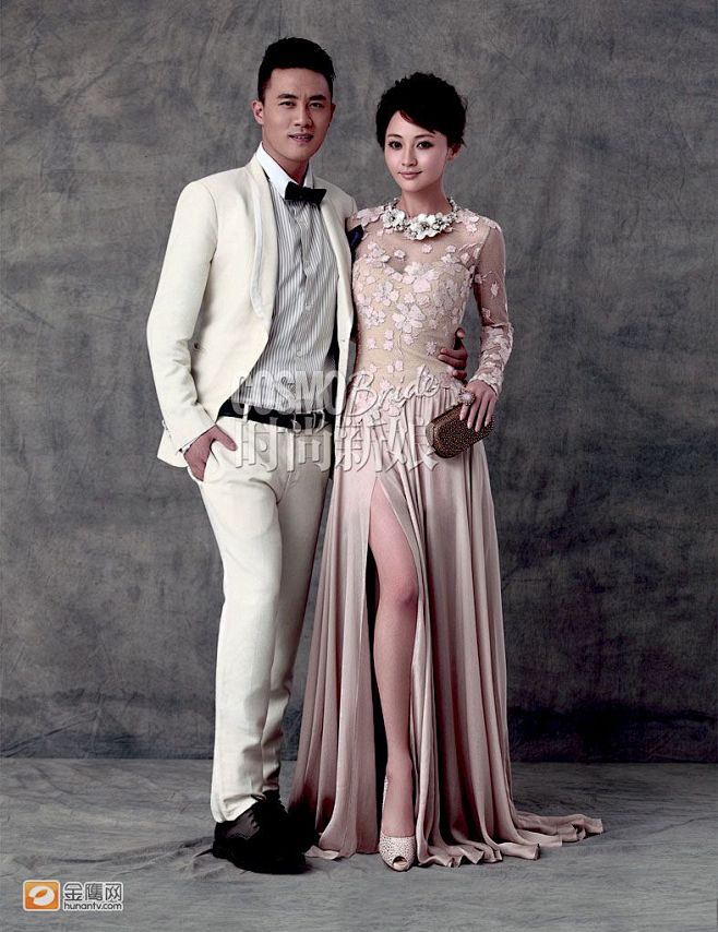 演员杜淳和姚笛近日为时尚新娘拍摄一组礼服婚纱照两人演绎了六套不同