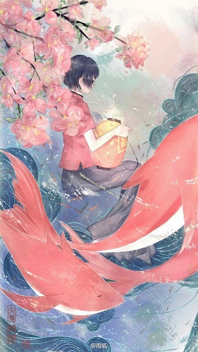 大鱼海棠动漫插画漫画萌系水粉唯美头像壁纸情侣头像美景意境清新全屏