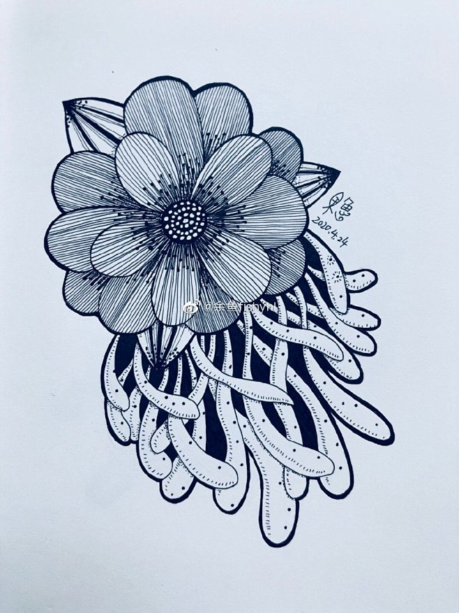 黑白装饰画线描