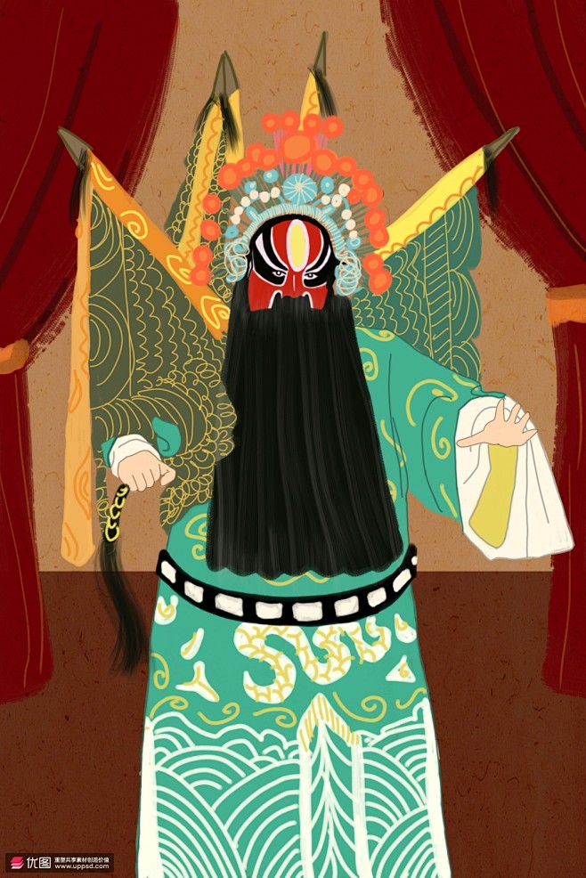 京剧武生传统文化戏曲人物戏曲人物插画民俗民风中国风