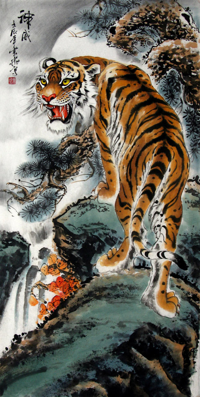 国画老虎图欣赏
