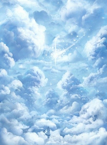 插画图片唯美插画动漫手绘天空可爱卡通竖图唯美图片