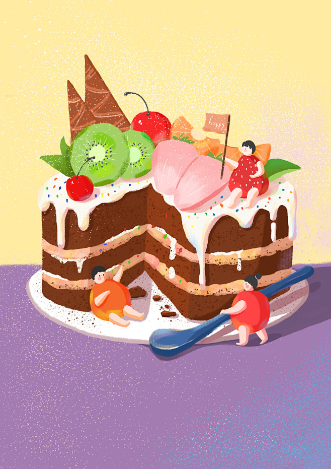 美食蛋糕插画