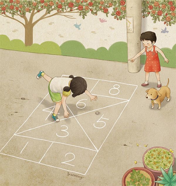 天真童年趣事个性手绘可爱图片