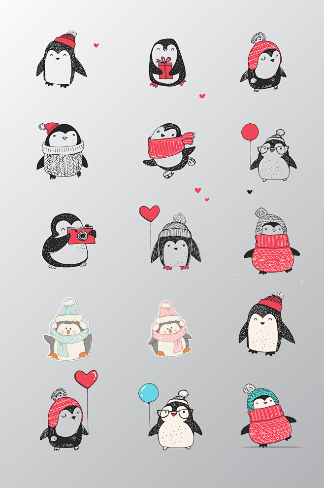 卡通可爱企鹅矢量素材