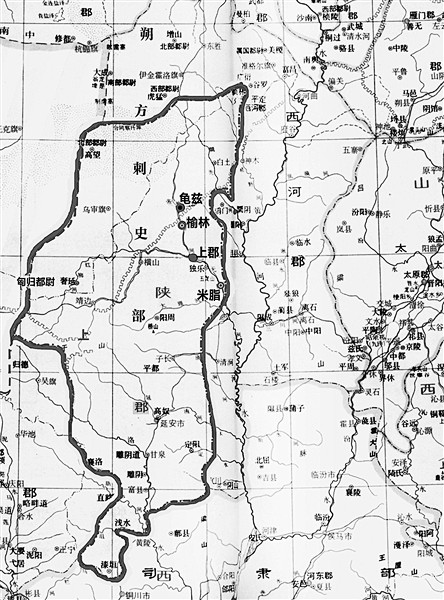 西汉朔方刺史部局部地图