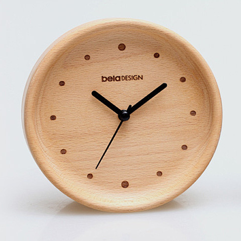 边度时光beladesigh原木创意设计师闹钟静音座钟实木小钟