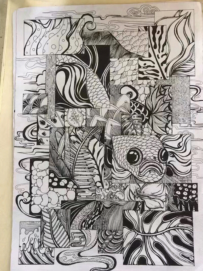 考研时画的黑白装饰画虽然无缘进面试但是觉得画的也还算用心了考研时