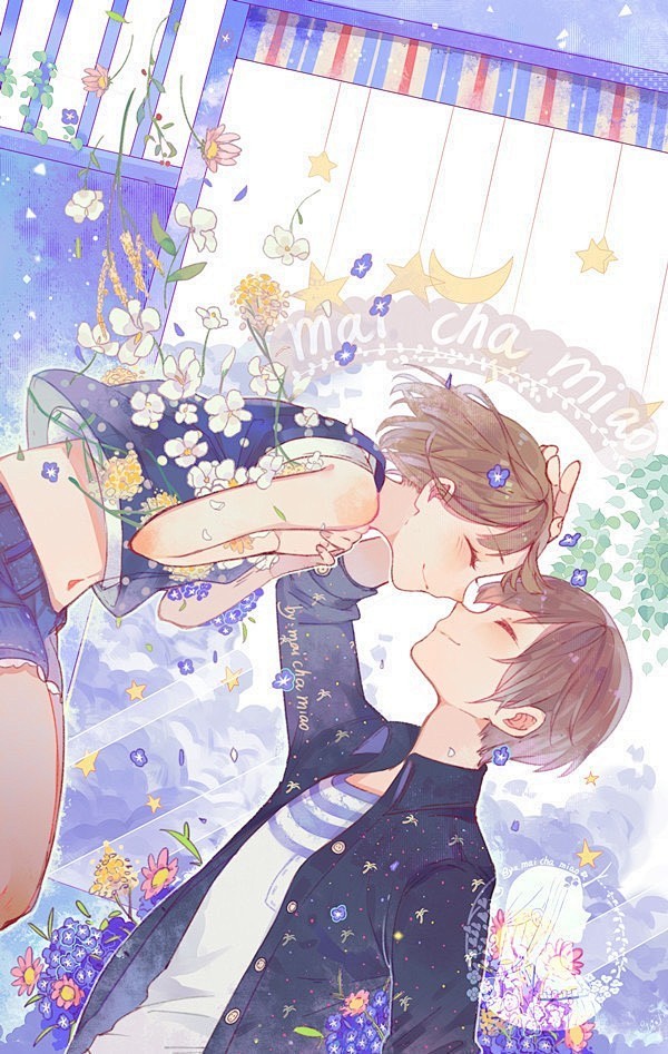 3ヽ校园情侣动漫双人男女底图