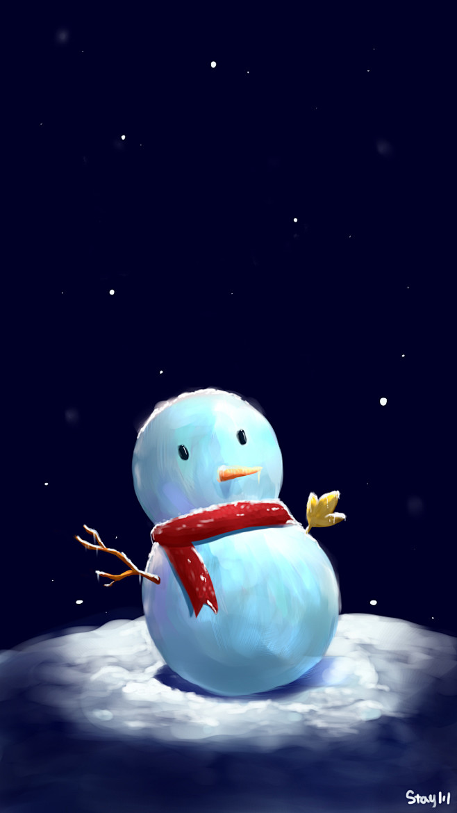 插画雪人冬天
