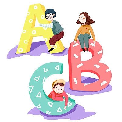 卡通手绘儿童英语补课班多图层人物素材