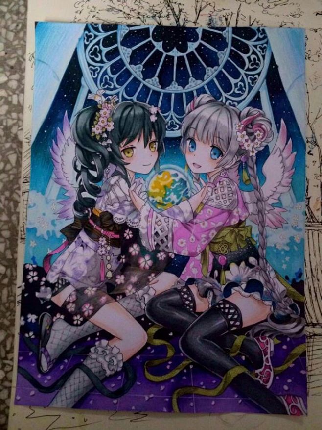 手绘马克笔少女闺蜜