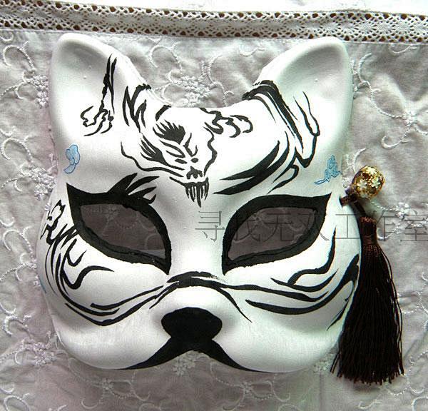 寻找无双手绘狐狸面具古风龙送流苏铃铛来图定制淘宝网