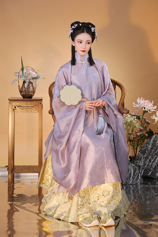 绾歌井唐明制立领斜襟圈金长衫梅花暗纹淘宝网