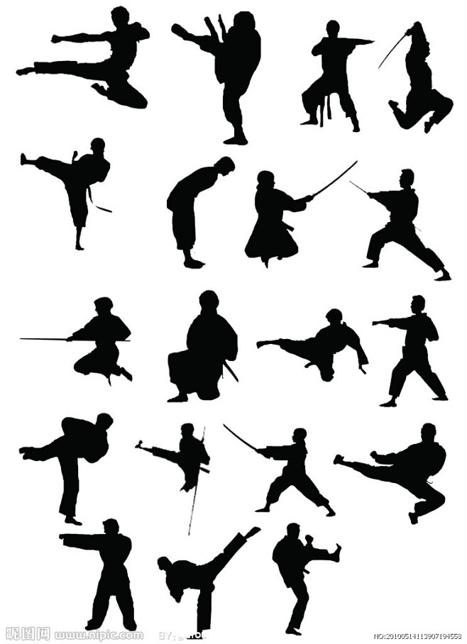 卡通功夫人物的多种动作