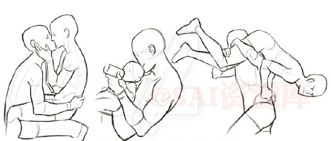 sai资源库动漫人物侧卧坐姿势绘画参考拿去练习转需