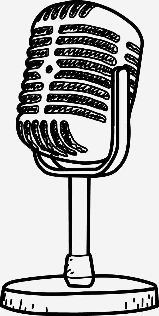 手绘涂鸦立式麦克风矢量图图标页面网页平面电商创意素材