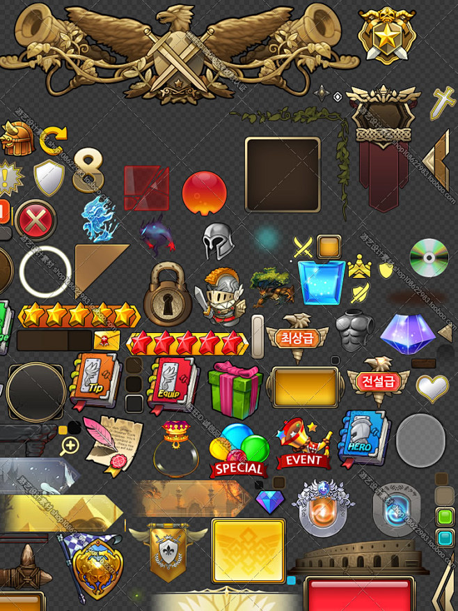 游戏素材韩游rpg卡牌手游资料ui界面图标场景特效人物原画音效淘宝网