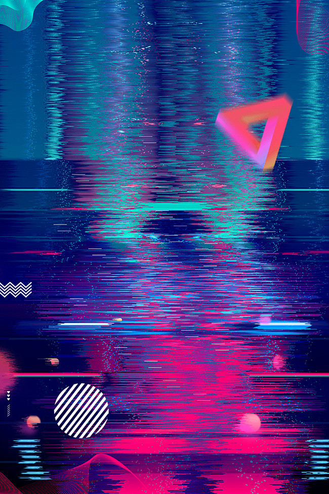 红蓝配色背景故障风海报