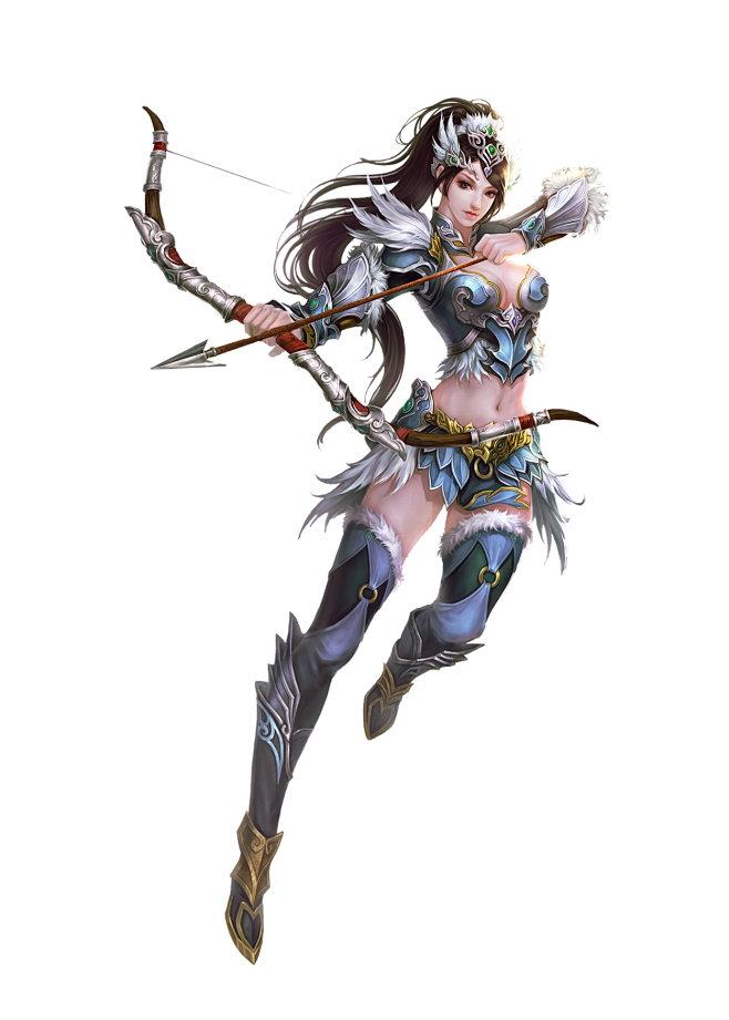 中国风武侠游戏仙侠人物女性美女弓箭弓箭高清免扣