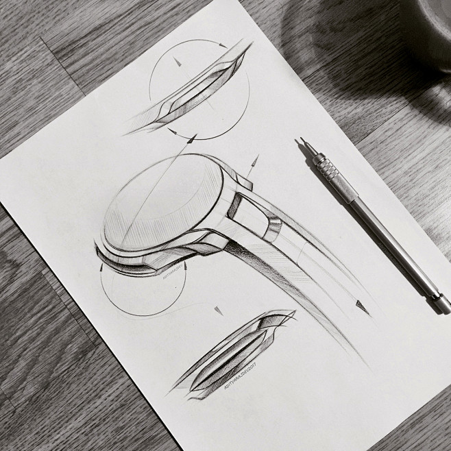 手绘欣赏horology机械手表设计的第一阶段