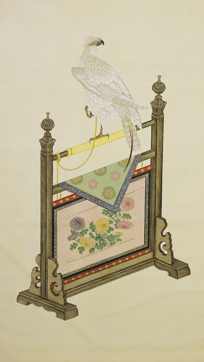 清代画家杨大章作品画白鹰