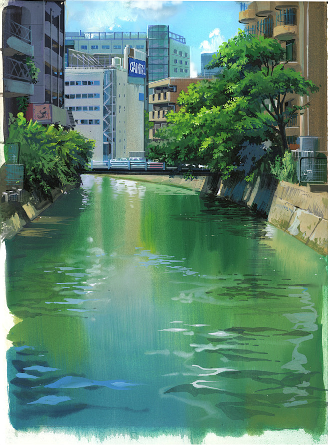 现代日式室外场景插画