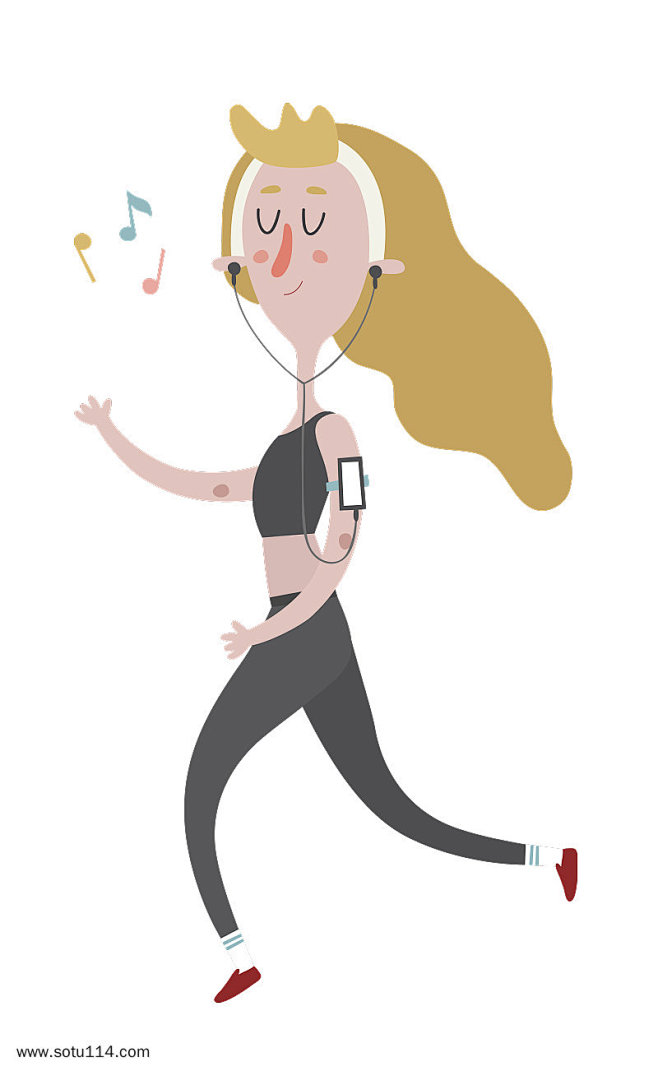 穿灰色运动服装女生跑步运动插图