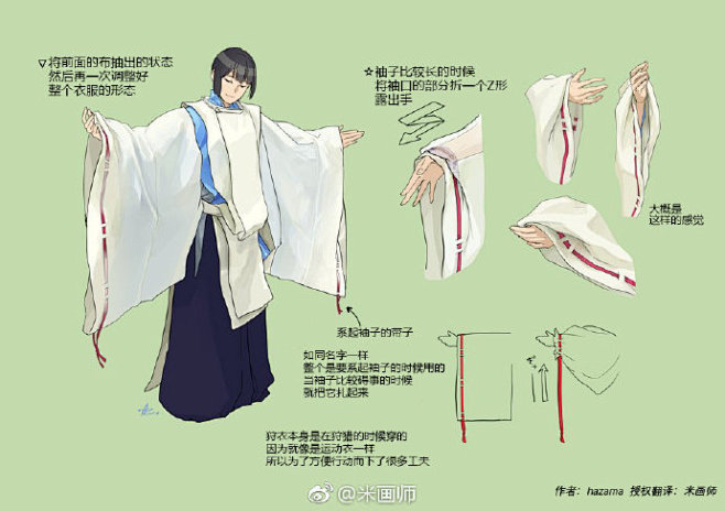 米画师绘画课堂狩衣是日式作品里常见的衣着想要正确画好它首先需要