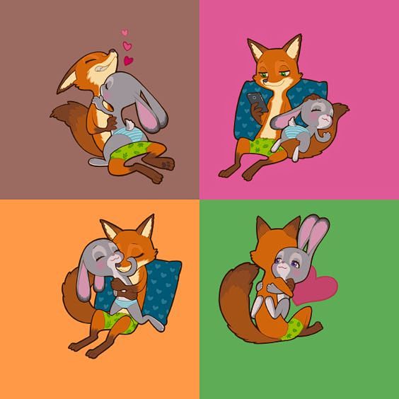 疯狂动物城nickjudy迪士尼动画电影3d欧美同人手绘人设海报q版经典