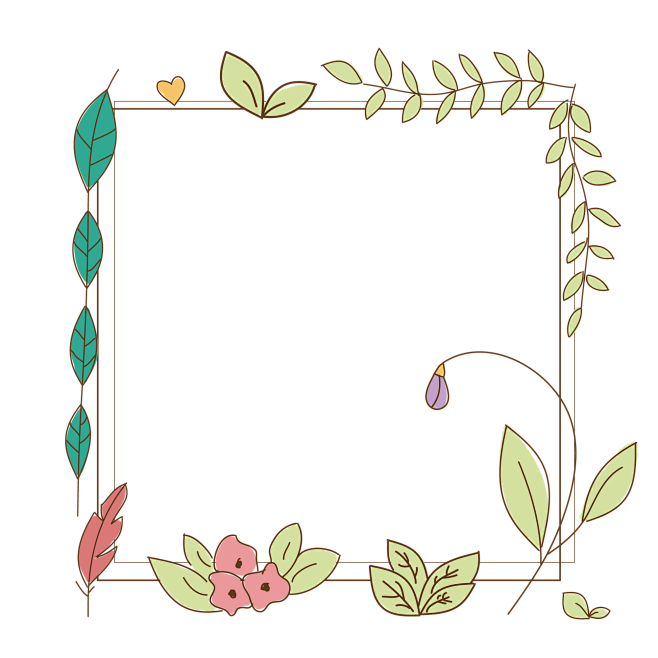 手绘插画卡通边框png素材