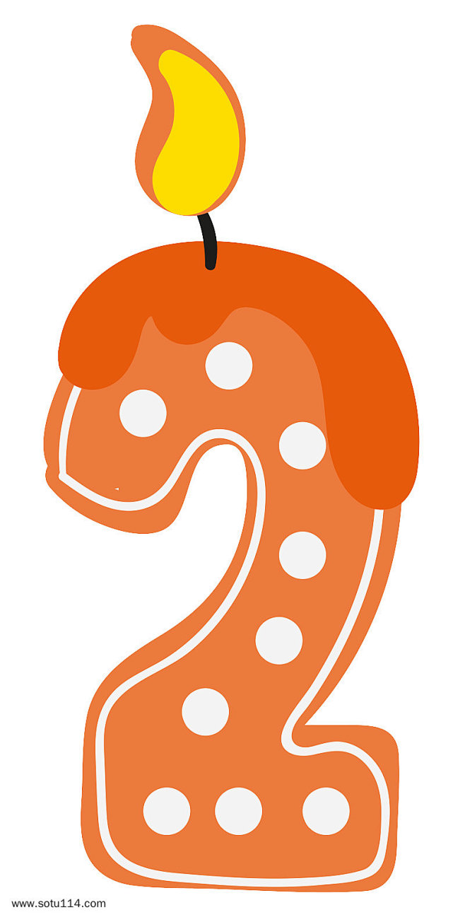 数字2卡通生日蜡烛