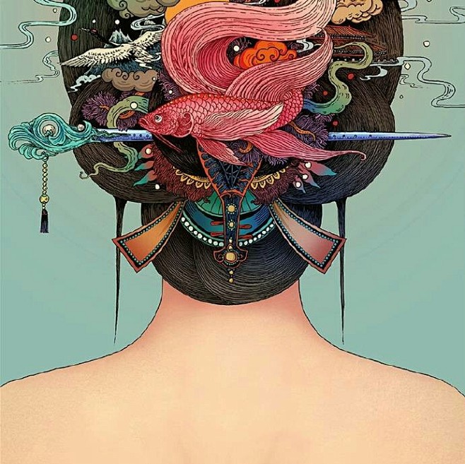 祥瑞传统文化的结合中国插画师rlonwang