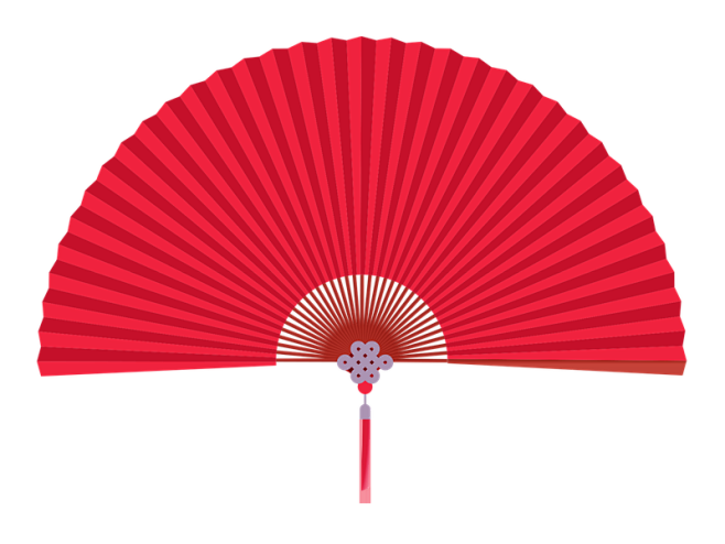 红色喜庆折扇png元素抽象元素传统文化传统元素红色精美折扇免扣元素
