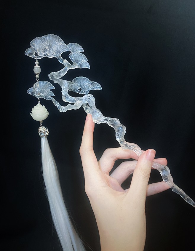 月夜行歌原创bjd道具松柏拂尘男娃叔3分大女4分仿玉配件古风展示淘宝