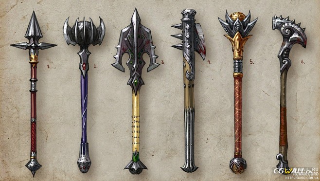 6款短矛铁锤游戏武器原画欣赏