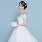 一字肩婚纱礼服2017新款韩式新娘结婚大码显瘦长拖尾齐地公主夏季