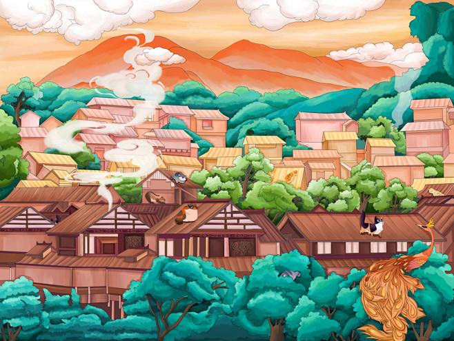 周小周z从ど森屿南罔转采于2018-12-05 14:23:36吊脚楼插画周小周z该