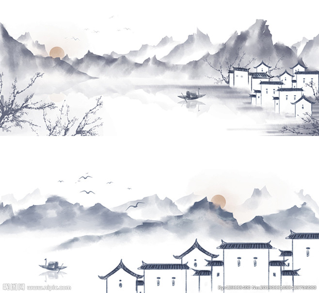 15:41:50水墨风景山水徽派建筑国画水墨自由男孩同采自www