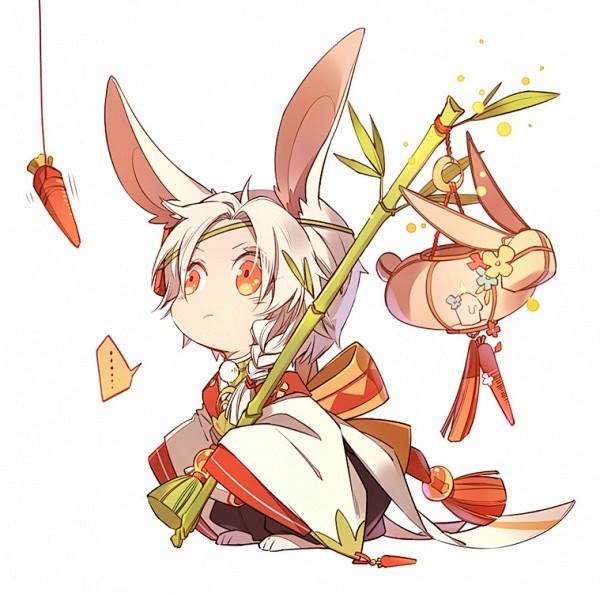 09-22 14:54:08阴阳师同人壁纸 兔耳朵少年q版一堆罐头同采自yys-fans