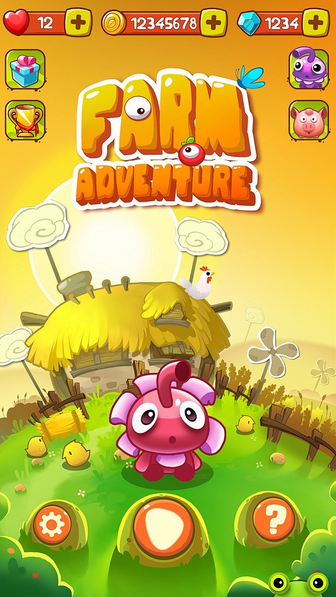 超级可爱的卡通游戏ui界面设计ui