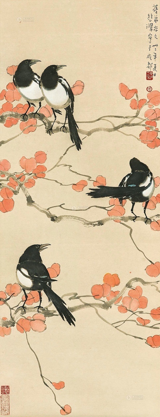 徐悲鸿笔下的喜鹊