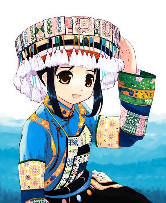 动漫插画转采于2019-02-26 16:35:45插画—少数民族美少女民族雷雷酱