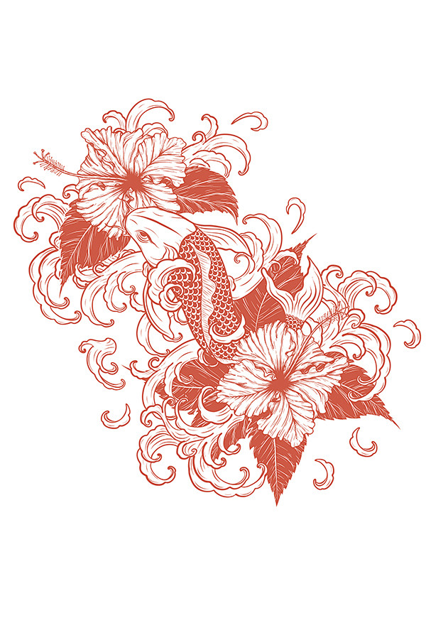 中国风传统纹样锦鲤图案